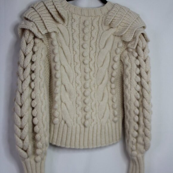 ULLA JOHNSON Verena Cable Knit Pullover Sweater in Ivory - Picture 6 of 14
